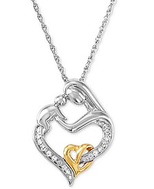 Mother and Infant Diamond Pendant Necklace in 14k Gold and Sterling Silver (1/10 ct. t.w.)