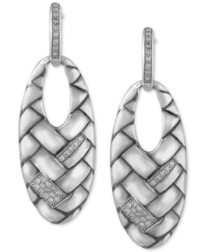 image of Effy Diamond Weave-Look Oval Drop Earrings (1/4 ct. t.w.) in Sterling Silver