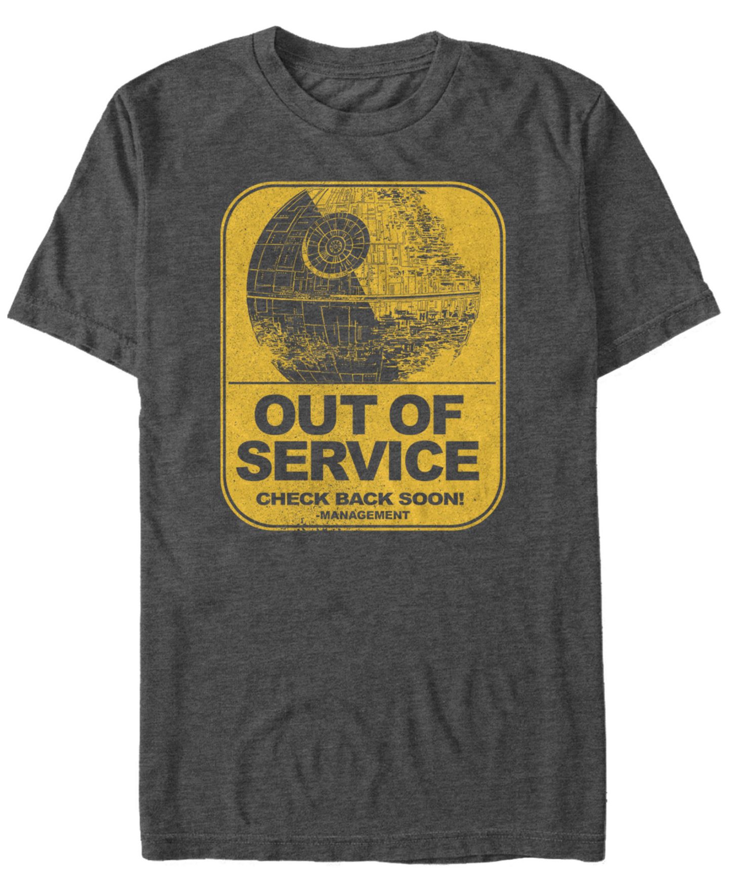 Мужская футболка Fifth Sun Star Wars Classic Death Star Out of Service Short Sleeve, цвет: Угольный меланжевый — фото 1