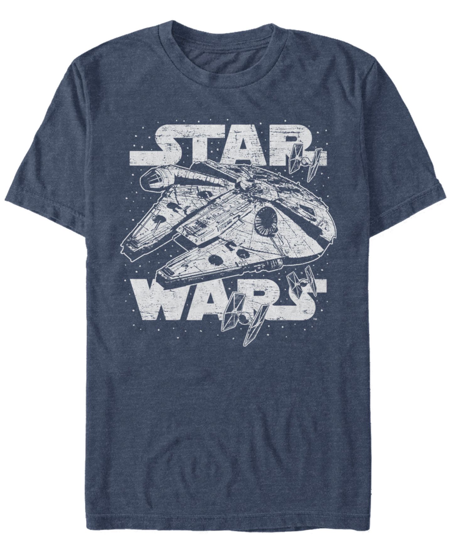 Мужская футболка Fifth Sun Star Wars Classic Millennium Falcon Starry Short Sleeve, цвет: Тёмно-синий меланжевый — фото 1