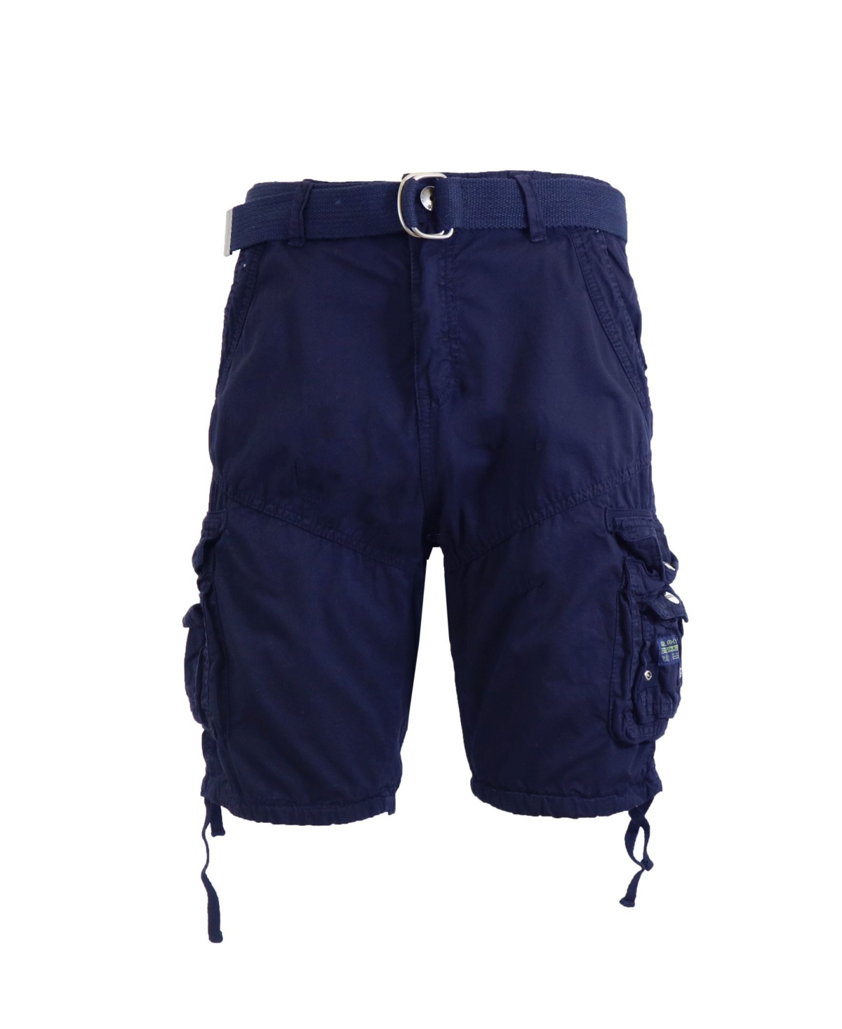 Men's Belted Cargo Shorts with Twill Flat Front Washed Utility Pockets - Navy