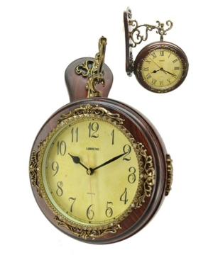 Three Star Double Face Wall Clock In Brown