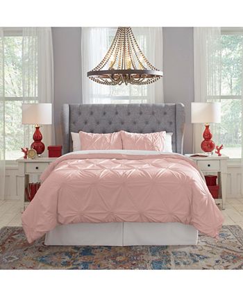 Pointehaven - Knotted Pink Tuck 200TC 3 PC Duvet Set -Full/Queen, Rose