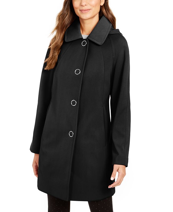 London Fog Single Breasted Hooded Water-Resistant Raincoat - Macy's