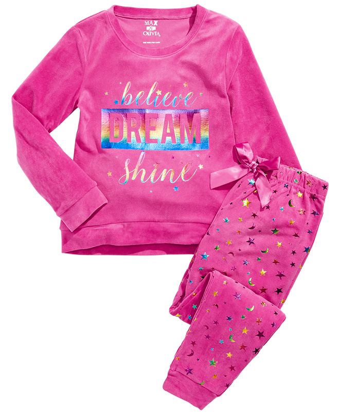 Max & Olivia Big Girls 2-Pc. Dream Velour Pajamas Set & Reviews ...