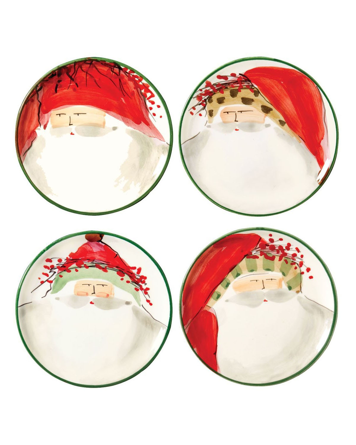 Old St. Nick Assorted Canape Plates - Set of 4 - Handpainted