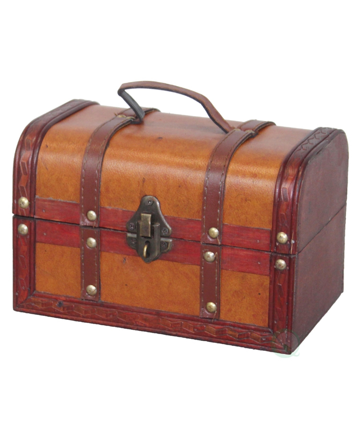 Vintiquewise Decorative Leather Small Treasure Box Collection In Brown