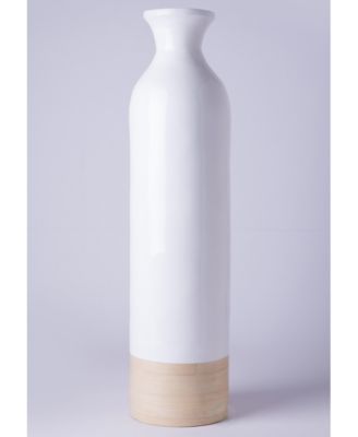 Cylinder Shaped Tall Spun Bamboo Floor Vase Glossy Lacquer Bamboo, Small