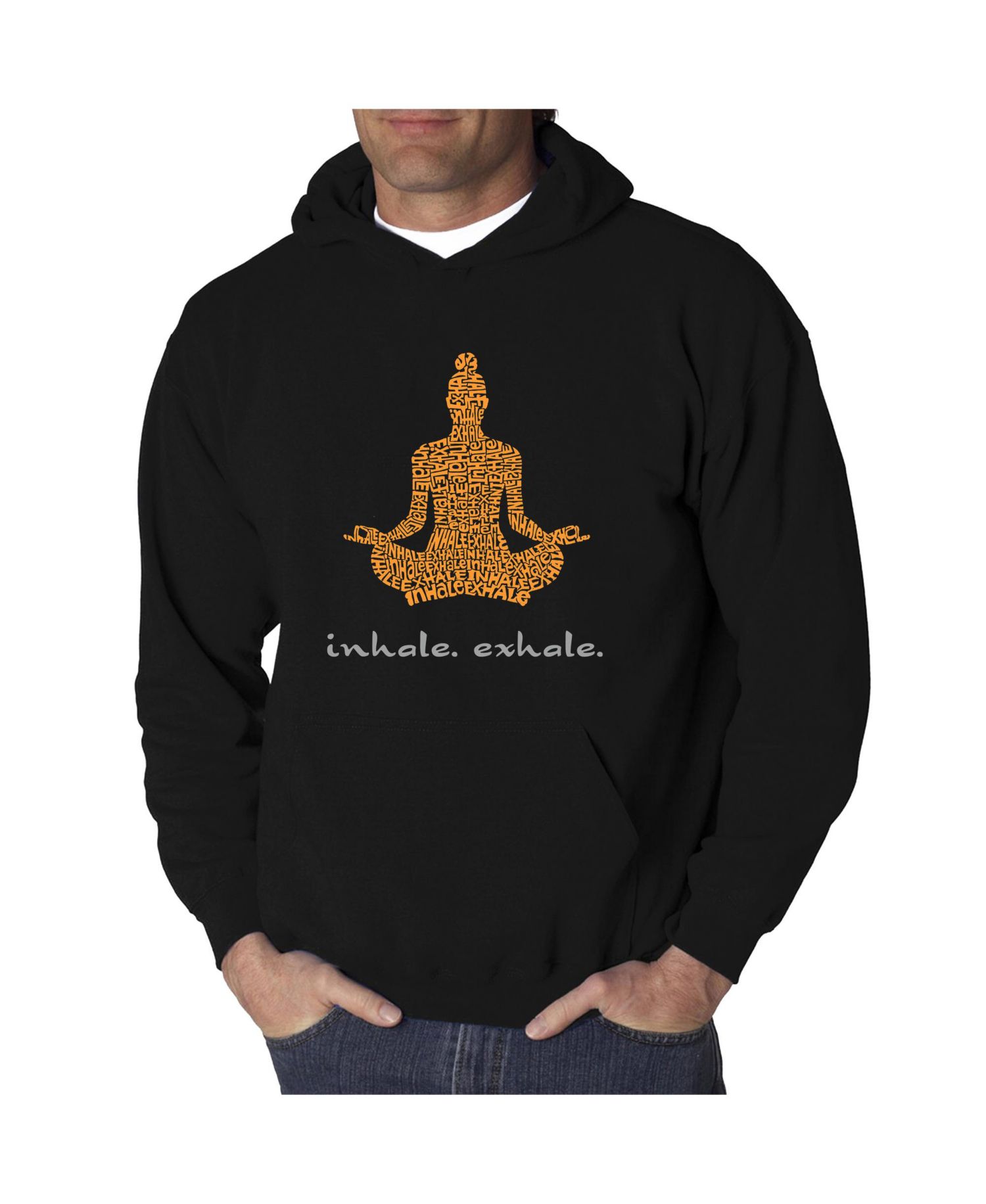 Men's Word Art Hooded Sweatshirt - Inhale Exhale