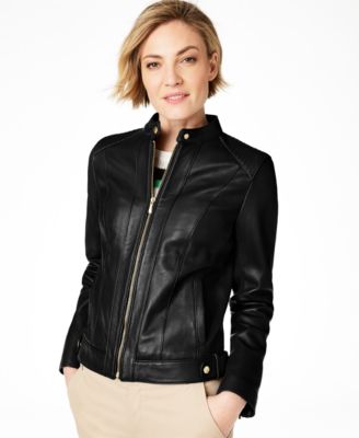 cole haan petite leather jacket