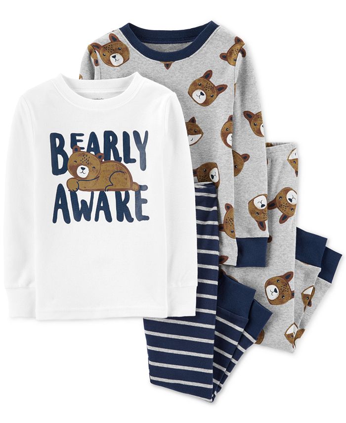 Carter's Toddler Boys 4Pc. Cotton Bearly Awake Pajamas Set Macy's
