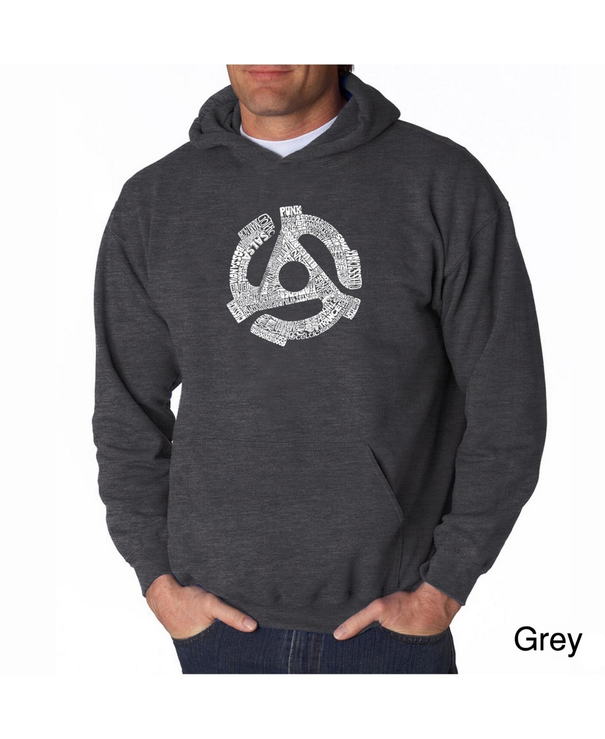 La Pop Art Men's Word Art Hoodie - Record Adapter