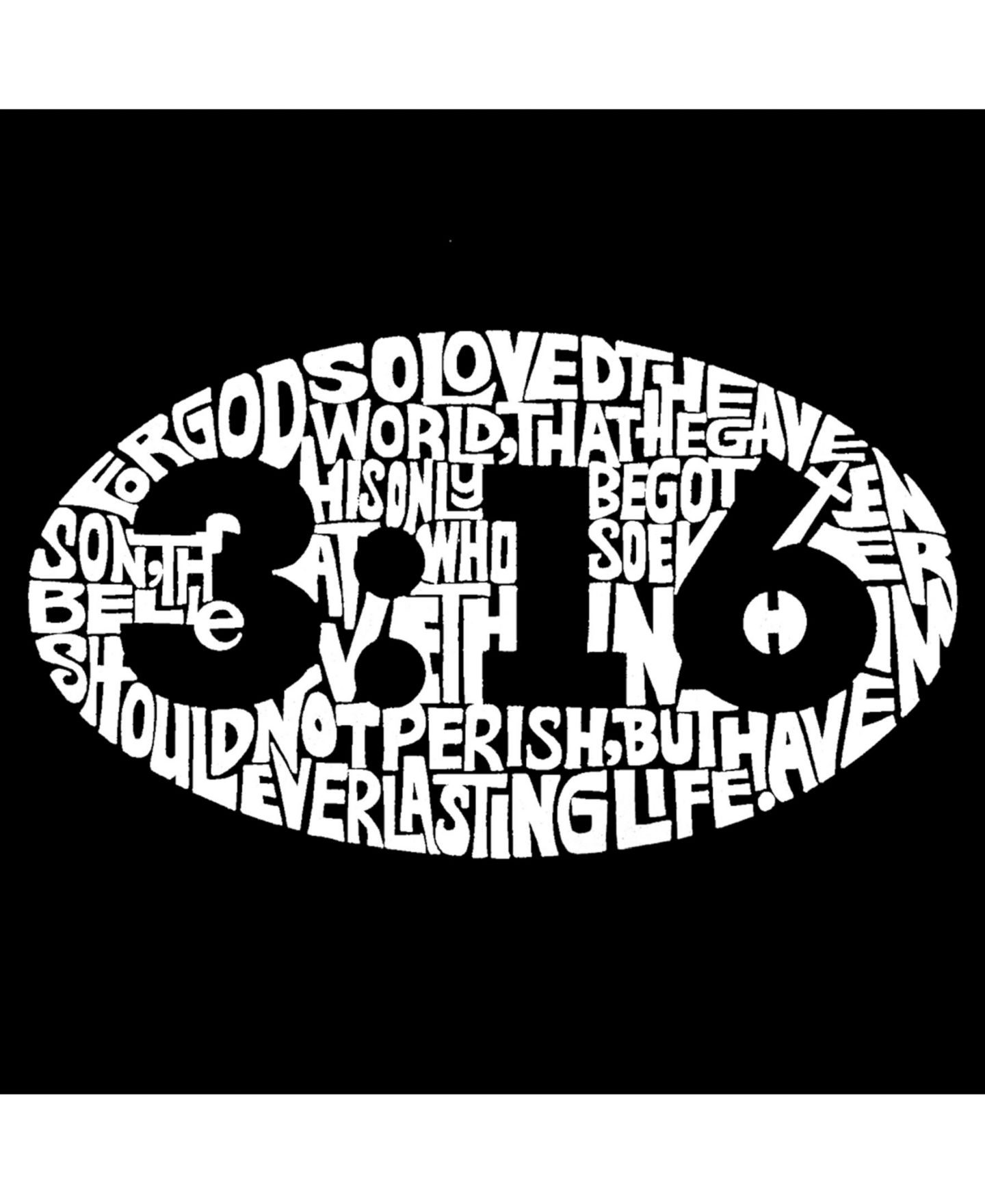 Мужское худи LA Pop Art Word Art - John 3:16, цвет: Чёрный — фото 2