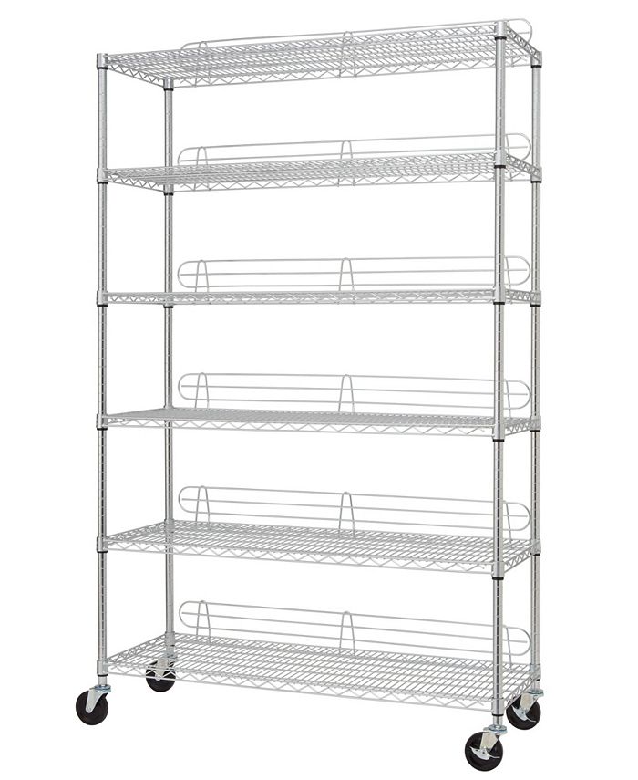 Trinity 6 Tier Wire Shelving Rack With, Metal Shelving Rack On Wheels