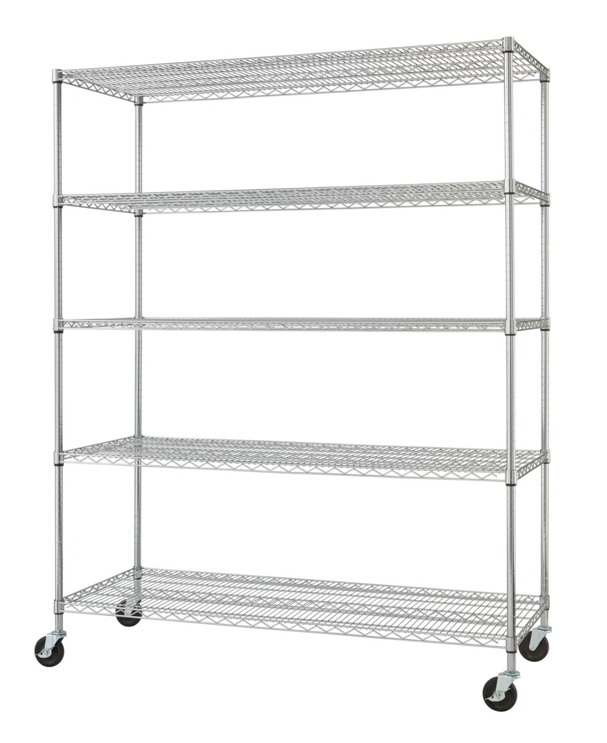 Basics Ecostorage 5-Tier Wire Shelving Rack with Nsf Includes Wheels - Chrome
