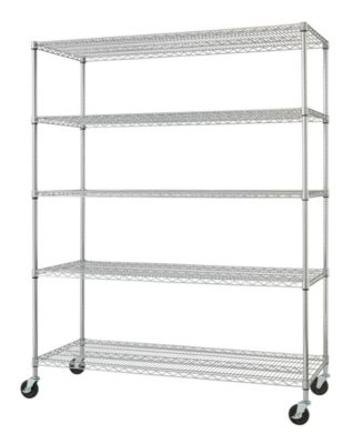 Trinity EcoStorage 6-Tier Wire Shelving Rack with Wheels, Silver