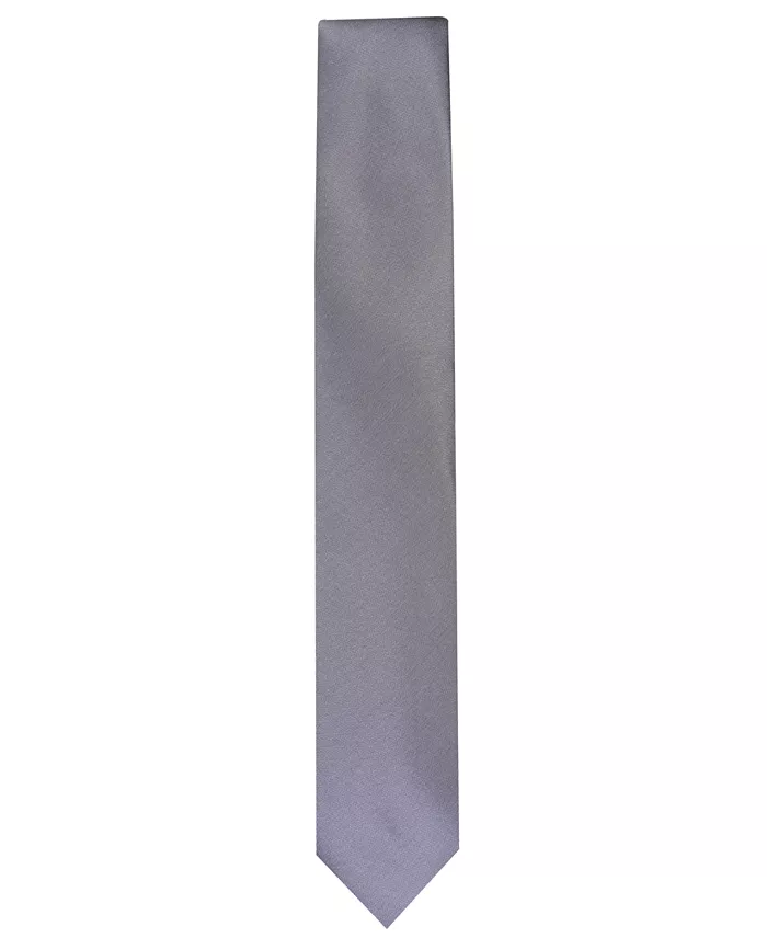 Men's Solid Texture Slim Tie - thumbnail 4