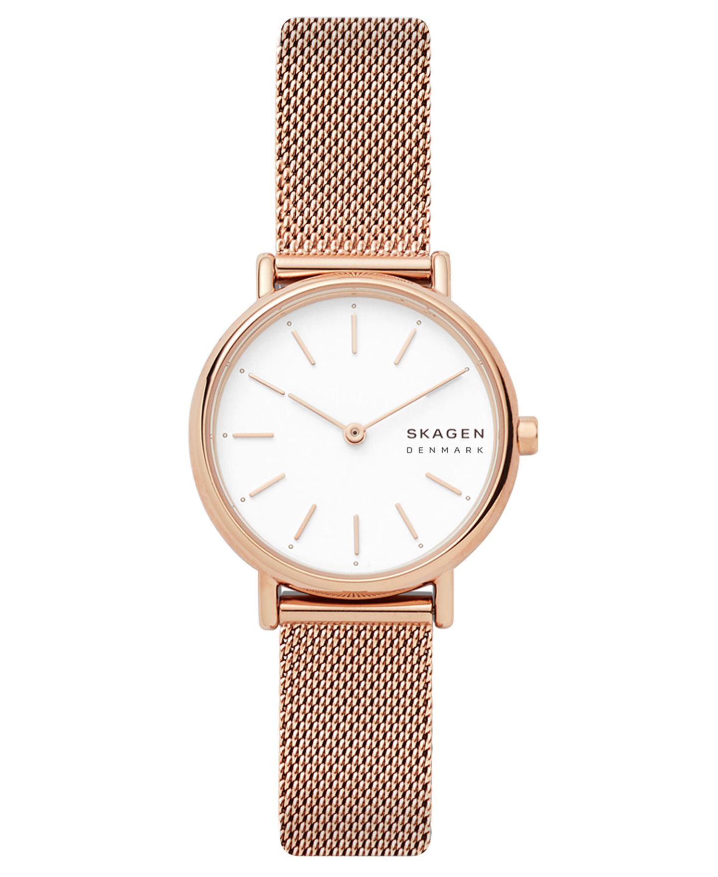 Женские часы Skagen Signatur Slim Rose Gold-Tone Stainless Steel Mesh Bracelet Watch 30mm — фото 5