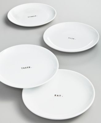 The Cellar - Whiteware Words Set of Four Tidbit Plates