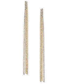 Gold-Tone Rhinestone & Chain Linear Drop Earrings, Created for Macy's
