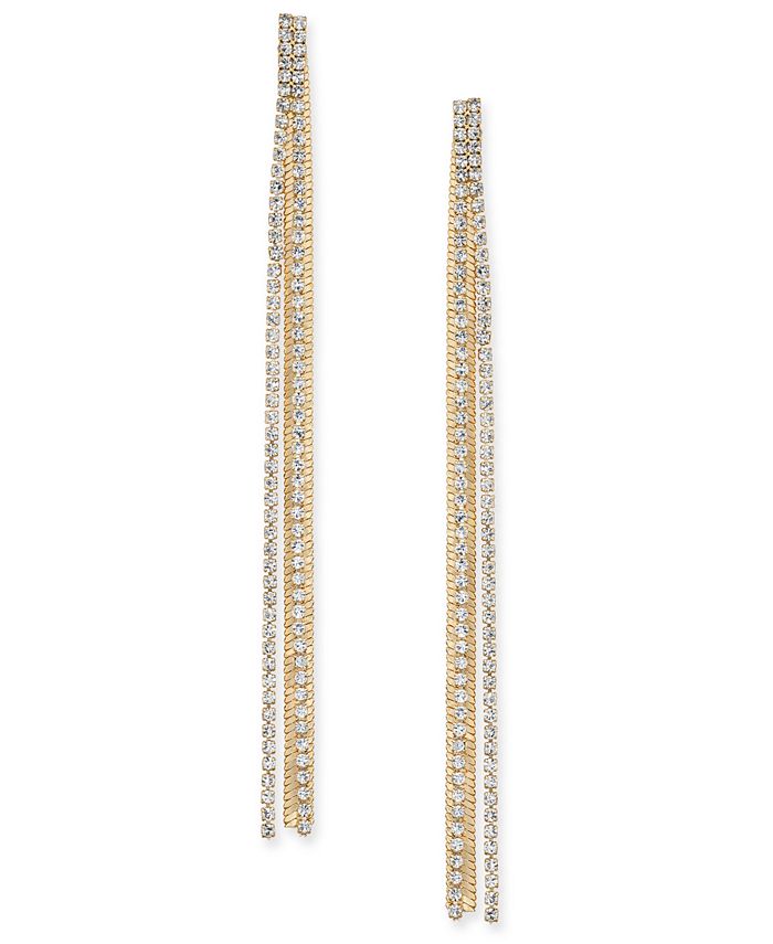 Gold-Tone Rhinestone & Chain Linear Earrings, Created for Macy's