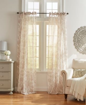 Elrene Westport Floral Tie Top Sheer Window Curtain Collection In Indigo