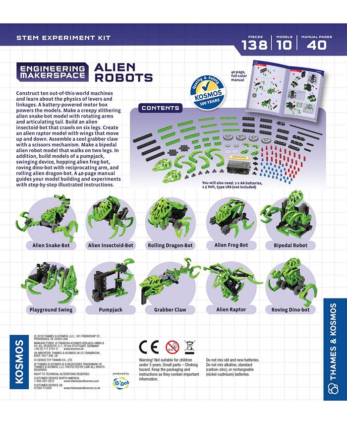 Thames & Kosmos | 555062 | Alien Robots | Science Experiment | Construct 10 Machines | Multi Lingual Kit | Engineering Makerspace | 10 in 1 Model | Stem | Ages 8+ : Thames & Kosmos