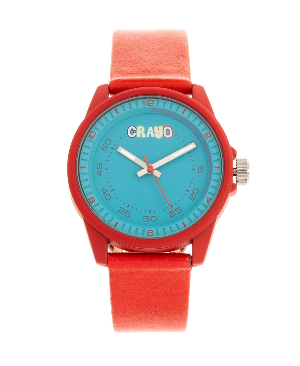 Crayo Unisex Jolt Red Leatherette Strap Watch 34mm