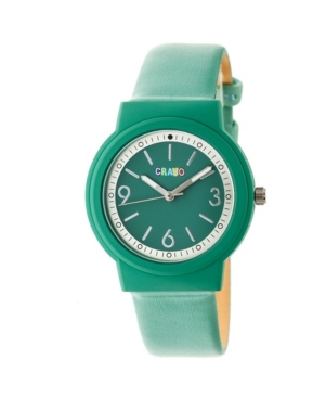 image of Crayo Unisex Vivid Green Leatherette Strap Watch 36mm