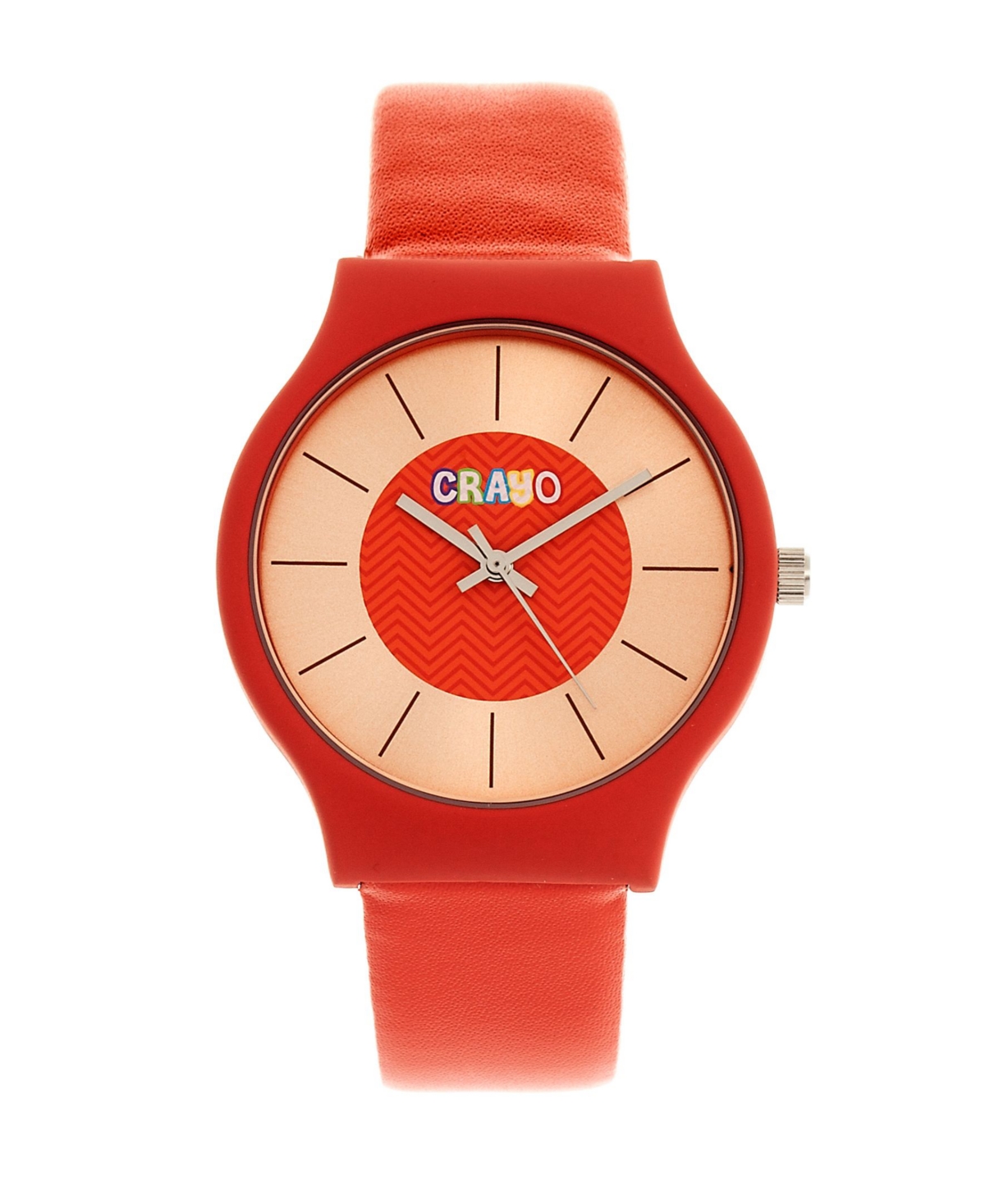 Crayo Unisex Trinity Red Leatherette Strap Watch 36mm