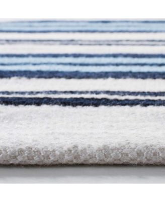 Leopold Stripe LRL2462B White and French Blue 4' X 6' Outdoor Area Rug