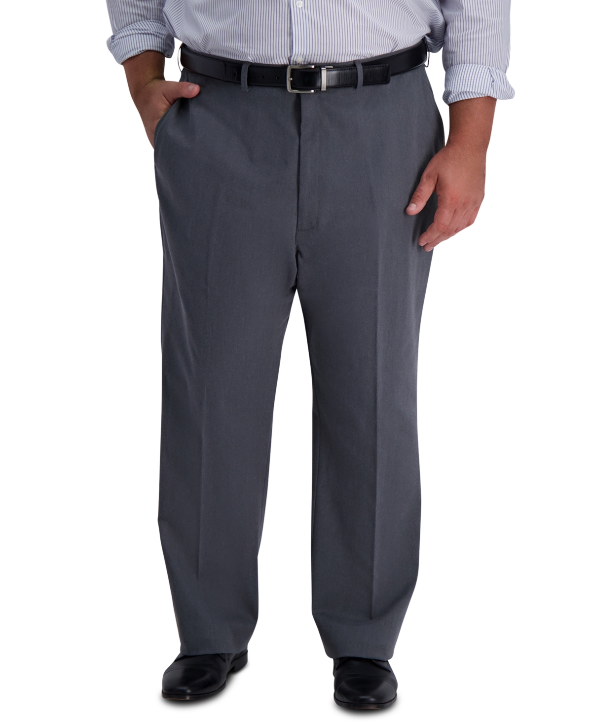 Men's Big & Tall Iron Free Premium Khaki Classic-Fit Flat Front Pant - Char. Htr