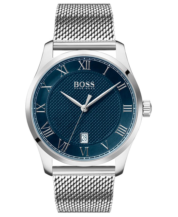 BOSS Men s Master Stainless Steel Mesh Bracelet Watch 41mm Macy s