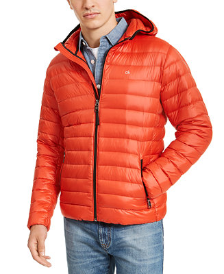 Calvin Klein Men's Packable Down Hooded Puffer Jacket, Created for Macy ...