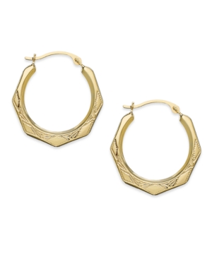 image of Hexagon Hoop Earrings in 10k Gold