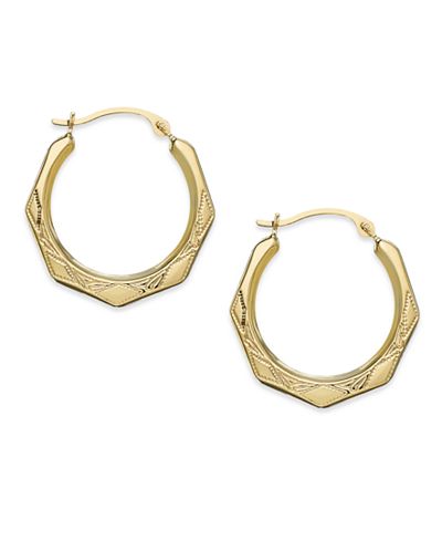 Hexagon Hoop Earrings in 10k Gold - Earrings - Jewelry & Watches - Macy's