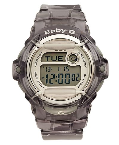 Baby-G Watch, Women's Digital Gray Resin Strap 43x46mm BG169R-8
