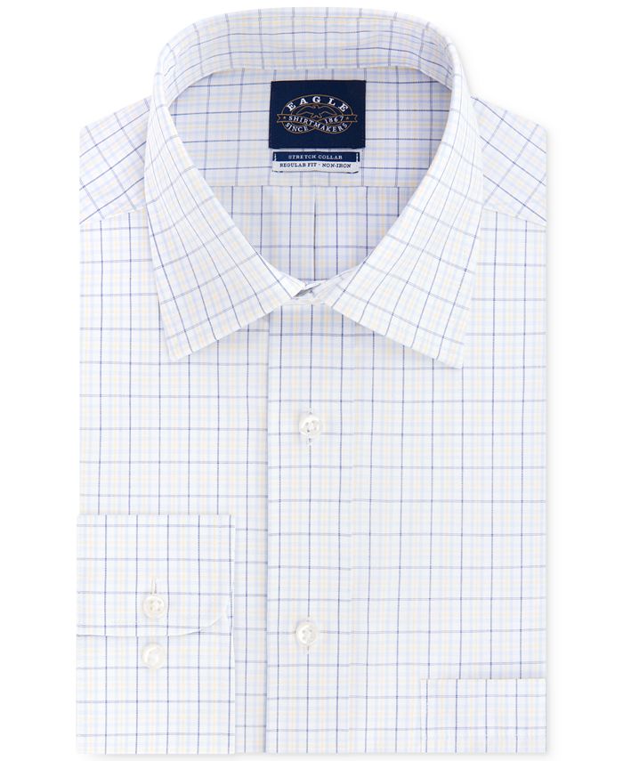 Eagle Men's Classic/RegularFit NonIron StretchCollar Check Dress
