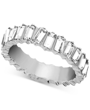 image of Essentials Crystal Band Ring in Fine Silver-Plate