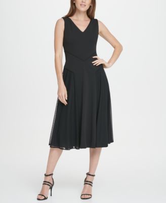 DKNY - Mesh Skirt Midi Flare Dress