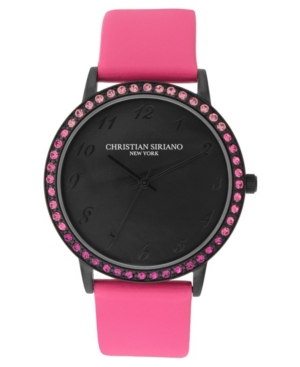 image of Christian Siriano Women-s Analog Mop Stainless Steel Pink Vegan Leather Watch 40mm