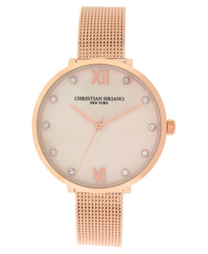 image of Christian Siriano Women-s Analog Rosegold-Tone Mop Stainless Steel Mesh Watch 38mm