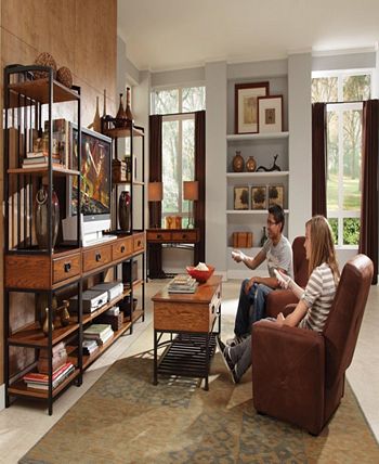 Home Styles - Modern Craftsman Distressed Oak 3PC Ent Center