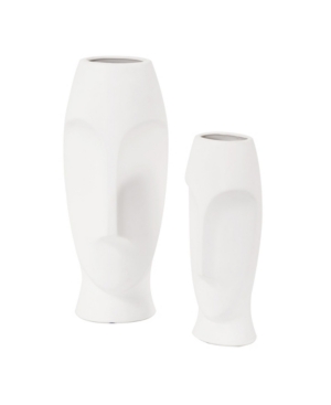 Howard Elliott Abstract Faces Vases Set Of 2 In White