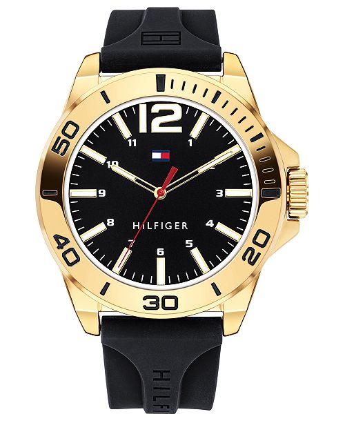 Tommy Hilfiger Men S Black Silicone Strap Watch 44mm Reviews Watches Jewelry Watches Macy S