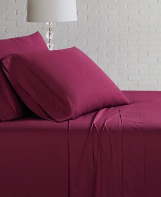 Solid Cotton Percale 3-Pc. Sheet Set, Twin