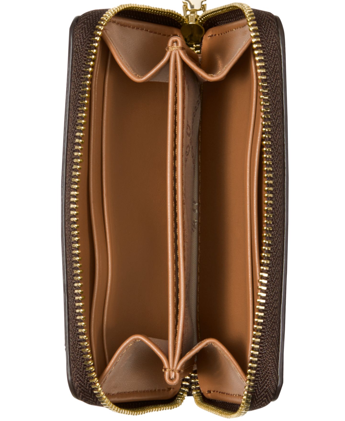 Женский кошелёк Michael Kors Logo Jet Set Zip-Around Card Case, цвет: Коричневый / Золотой — фото 2