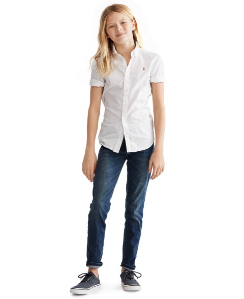 Детские Polo Ralph Lauren Girls' 7-16 Short-Sleeve Solid Oxford Top