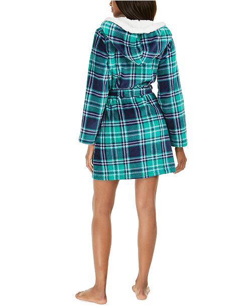 Jenni FauxFurTrim Plaid Robe, Created for Macy's & Reviews Bras, Panties & Lingerie Women