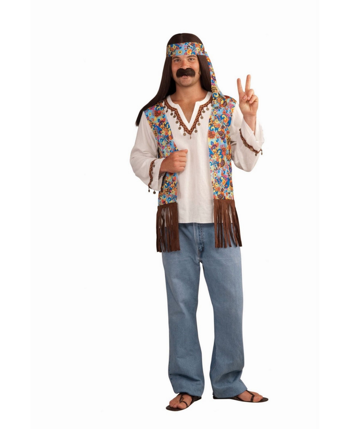 Men's Hippie Groovy Adult Costume Set - White